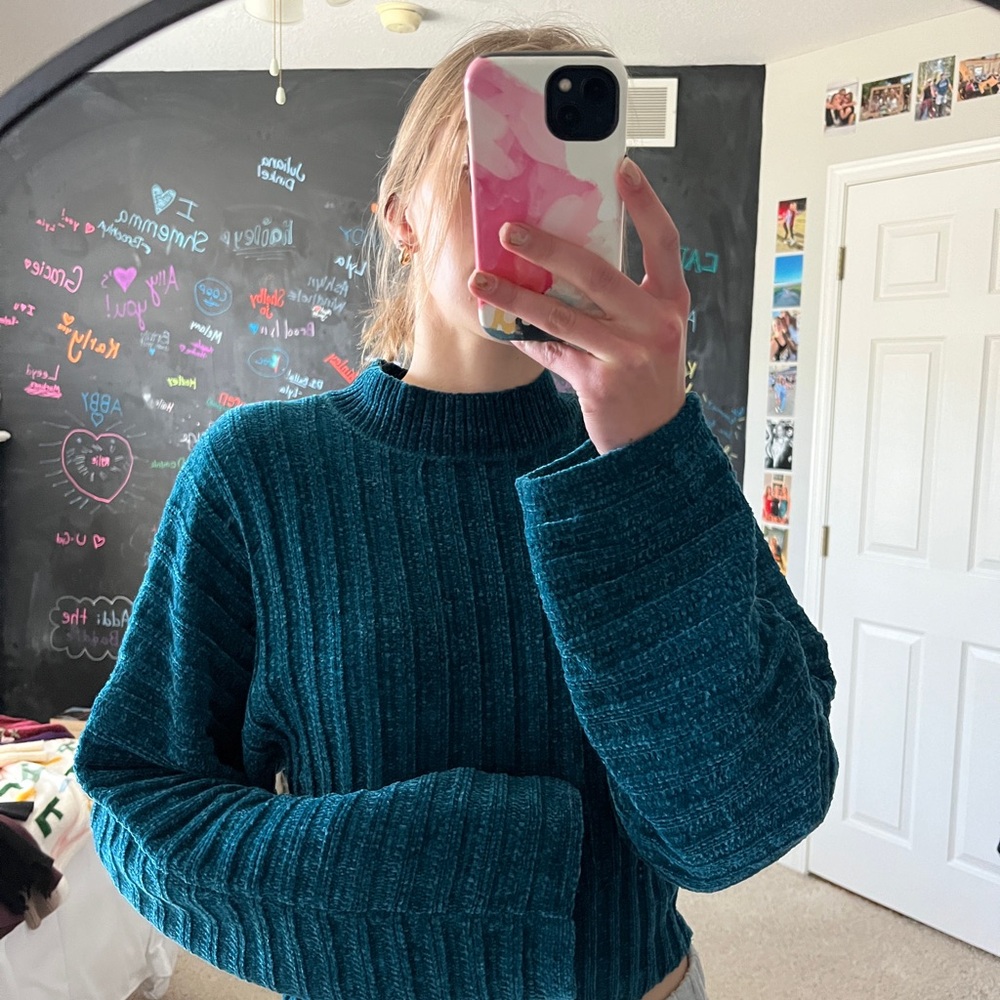 American Eagle Outfitters Blue Cowl Turtleneck Sweater